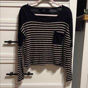 Madewell Black and Cream Striped Tee